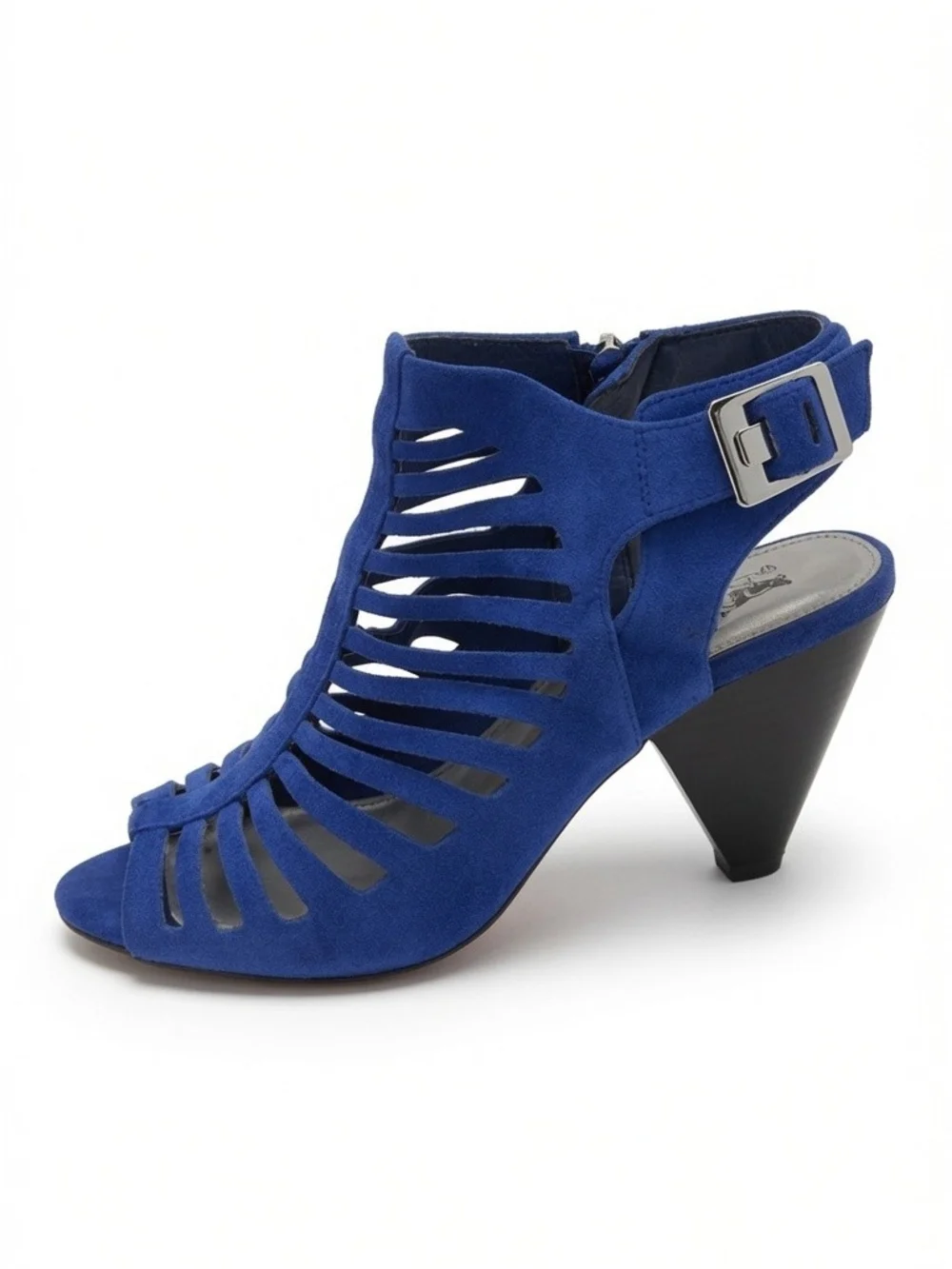 Coach and Four Cobalt Blue Suede Cage Heels Sandal Size 8